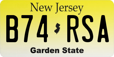 NJ license plate B74RSA