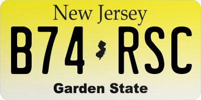 NJ license plate B74RSC
