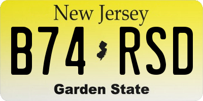 NJ license plate B74RSD