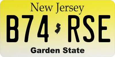 NJ license plate B74RSE