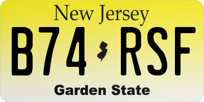 NJ license plate B74RSF