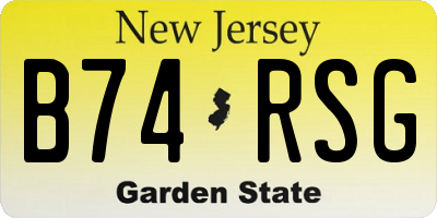 NJ license plate B74RSG