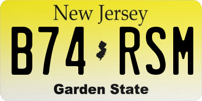 NJ license plate B74RSM