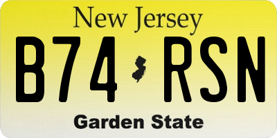 NJ license plate B74RSN