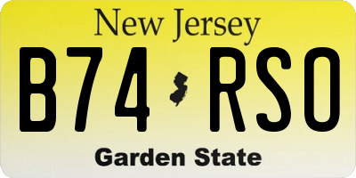 NJ license plate B74RSO