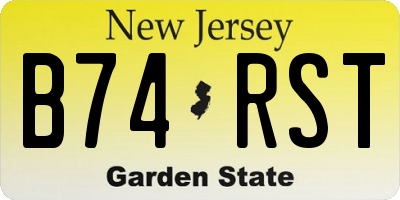 NJ license plate B74RST
