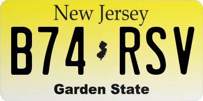 NJ license plate B74RSV