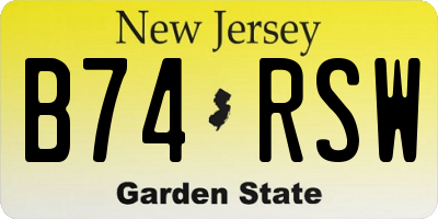 NJ license plate B74RSW