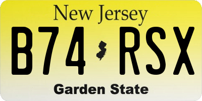NJ license plate B74RSX