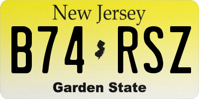 NJ license plate B74RSZ