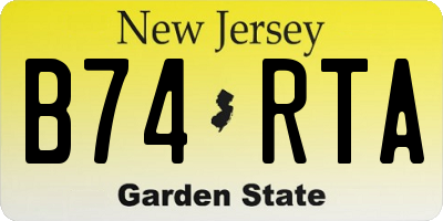NJ license plate B74RTA