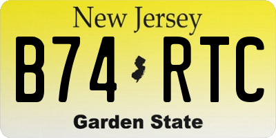 NJ license plate B74RTC