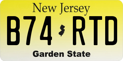 NJ license plate B74RTD