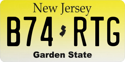 NJ license plate B74RTG