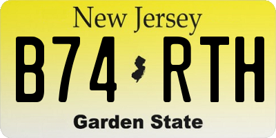 NJ license plate B74RTH