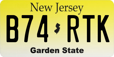 NJ license plate B74RTK