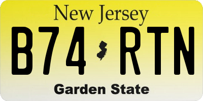 NJ license plate B74RTN