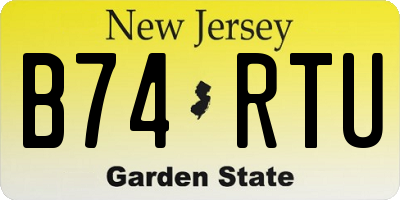 NJ license plate B74RTU