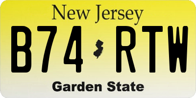NJ license plate B74RTW