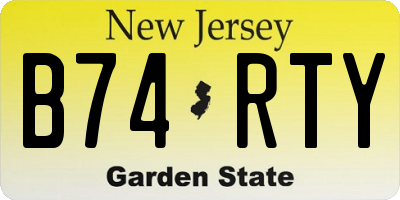 NJ license plate B74RTY