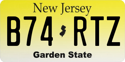 NJ license plate B74RTZ