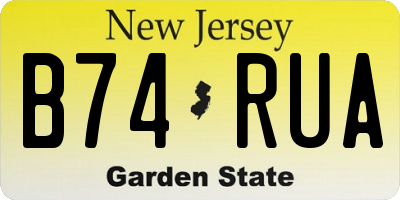 NJ license plate B74RUA