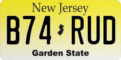 NJ license plate B74RUD
