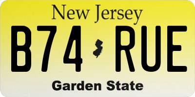 NJ license plate B74RUE