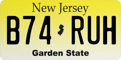 NJ license plate B74RUH