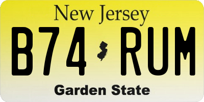 NJ license plate B74RUM