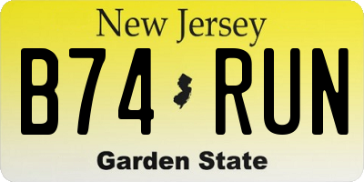 NJ license plate B74RUN