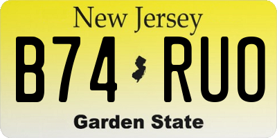 NJ license plate B74RUO