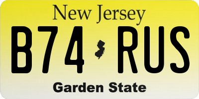 NJ license plate B74RUS