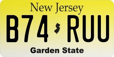 NJ license plate B74RUU