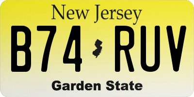 NJ license plate B74RUV