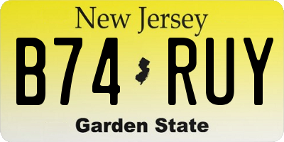 NJ license plate B74RUY