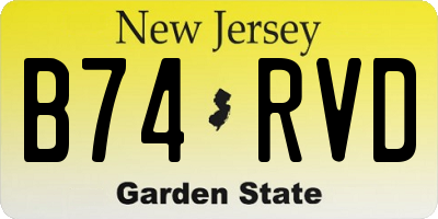 NJ license plate B74RVD