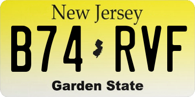 NJ license plate B74RVF