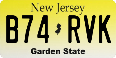 NJ license plate B74RVK