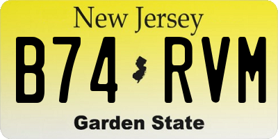 NJ license plate B74RVM