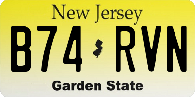 NJ license plate B74RVN