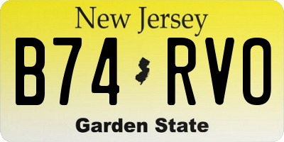 NJ license plate B74RVO