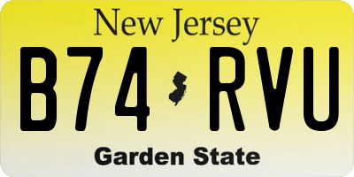 NJ license plate B74RVU