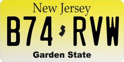 NJ license plate B74RVW