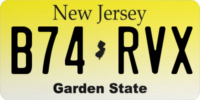 NJ license plate B74RVX