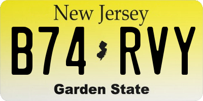NJ license plate B74RVY