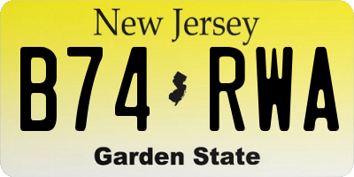 NJ license plate B74RWA