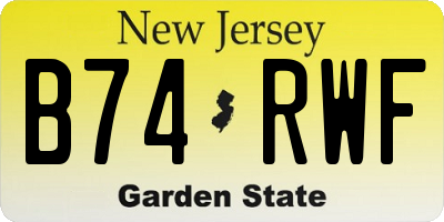 NJ license plate B74RWF
