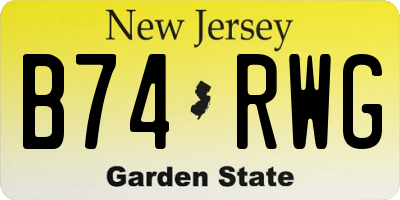 NJ license plate B74RWG