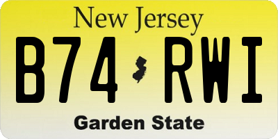NJ license plate B74RWI